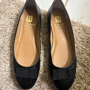 Bruno Magli Black Flats with Bow Detail